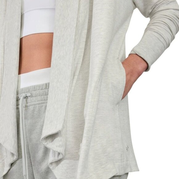 Athleta Pranayama ll Wrap Cardigan Sweater Light Gray Heather Size XXS - Picture 6 of 9